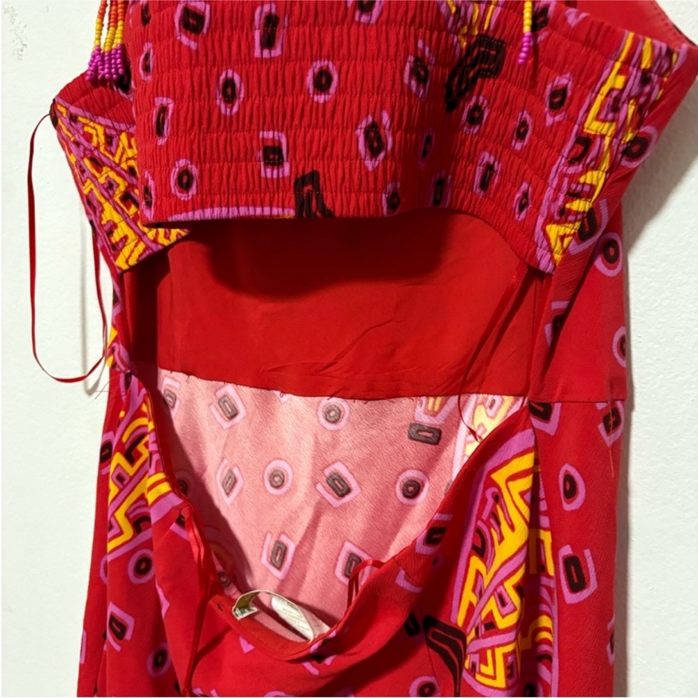 House of Harlow 1960 Red and Yellow Midi Dress Size Small - Picture 4 of 9